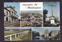 CPSM 34 - MONTAGNAC - SOUVENIR DE - TB CP Multivue Dont Ecoles Laïques De Filles , Vue Générale , Stade Municipal , Etc. - Montagnac