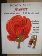 Carton Publicitaire Original (1960) - ROJA-NET Jeunesse La Laque Qui Tient Mieux & S'élimine Facilement. Illust: DELORME - Plaques En Carton