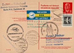 DDR - Doppel-GSK P 65a Mit Zusatzfrankatur Als Luftpostkarte Nach Dänemark, Mi. 120.- I - Verzamelingen (zonder Album)