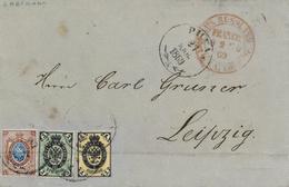 RUSSLAND - Franco-Brief Aus RIGA O AUS RUSSLAND über .... FRANCO" Mit Dekorativer 3-Farbenfrankatur (waager. Falte) 1869 - Verzamelingen (zonder Album)