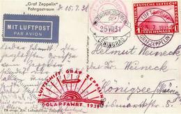 Zeppelin, 1931, Si.119B , Polarfahrt Mit BP Bis Leningrad, 25.7.1931" Auf 1 RM Zeppelin Normalmarke, Fotokarte (Fahrgast - Dirigibili