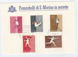 1970 SAN MARINO  COVER Special Card 1960 ROME OLYMPIC BOXING FENCING GYMNASTIC ATHLETICS Stamps Olympics Games Sport - Ete 1960: Rome