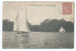 2883 - Enghien Les Bains 3 L4ile Des Cygnes Voile Bateau 1903 Taxe Liable To Letter Rate Stubbins Bury Colson - Enghien Les Bains