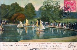 Cpa Sailing Small Boats In Central Park, NEW YORK - Verso S/S S. Paul Via Cherbourg French 1907 - Central Park