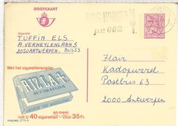 BELGICA PUBLIBEL ENTERO POSTAL 2774N PAPEL FUMAR SMOKE TABACO TOBACCO MAT SOS HUNGER ALIMENTACION - Tegen De Honger