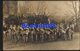 Pontpierre 1924 Baptême Des Cloches Les Cyclistes Devant L'Eglise Près De Faulquemont Morhange Saint Avold - Faulquemont