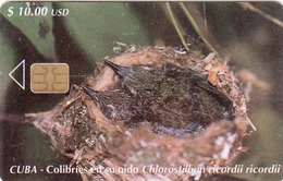 CUBA - Bee Hummingbird's Nest (Chlorostilbon Ricordii Ricordii),  Tirage 30.000, 08/01, Used - Cuba