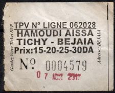 Ticket Transport Algeria Bus Hamoudi Aissa - Tichy Vers Bejaia - Mundo