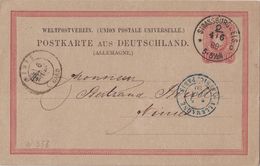 ALLEMAGNE - CACHET BLEU ENTREE - AVRIC.PARIS - 5 JUIN 1880 - ENTIER POSTAL DE STRASSBURG  (P1) - Entry Postmarks