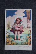 Petite Fille Au Panier De Roses - Contemporain (à Partir De 1950)