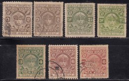 7 Diff., (With Perf.,Varities) Cochin,  1933 / 1938 Used, British India State - Cochin