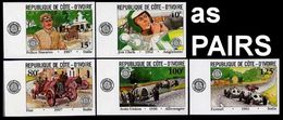 IVORY COAST 1981 Motor Sports IMPERF.PAIRS:5 Logo Marg. [non Dentelé, Geschnitten,no Dentado] - Cars