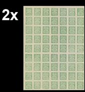 BULK: 2 X INDIA-SIRMOOR 1892 Old Reprint 1 Piece P-blue COMPLETE SHEET:63 Stamps  [feuilles, GanzeBogen,hojas,foglios] - Sirmoor