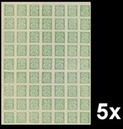 BULK:5 X INDIA-SIRMOOR 1892 Old Reprint 1 Piece P-blue COMPLETE SHEET:63 Stamps  [feuilles, GanzeBogen,hojas,foglios] - Sirmur