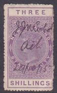 New Zealand AR32, 1907 Fiscal Stamps, 3 Shillings Violet, Used - Oblitérés