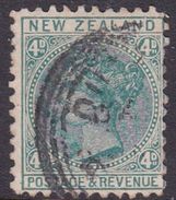 New Zealand Scott 64, 1882 4d Blue Green, Used - Used Stamps