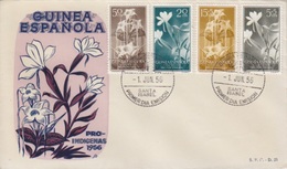 FDC N° 374 à 377 (fleurs) Obl. 1° JUN 56 Santa Isabel - Guinea Española