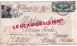 CUBA- LETTRE HOTEL PRESIDENTE HABANA- PAR NEW YORK USA- ADOLF BLACHET SAINT JUNIEN AVENUE ROCHE -1949 - Covers & Documents