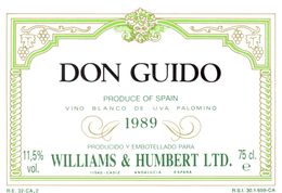 1362 - Espagne - Andalousie - 1989 - Don Guido - Vino Blanco De Uva Palomino - Williams & Humbert - Cadiz - Vino Blanco