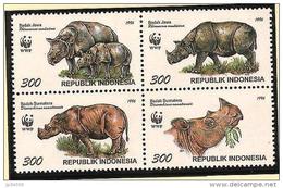 INDONESIE WWF,Le Rhinocéros De Java Et Le Rhinocéros De Sumatra, YVERT 1454/57** Neuf Sans Charniere. MNH - Ungebraucht
