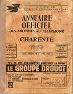 ANNUAIRE OFFICIEL CHARENTE 1966 DES ABONNES AU TELEPHONE - Directorios Telefónicos