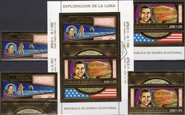 Crew Apollo 11-17 Guinee 232/3,2 TAB+Block 66 O 45€ Mondflug 1972 Astronauten S/s Space Gold Bloc Sheet Spaceship - Africa