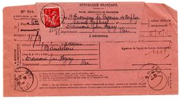IRIS 1940-44 -  1F Rouge (n°433) - Affranch. "AVIS DE RECEPTION" (tarif  Du 17/11/1938) - 1939-44 Iris