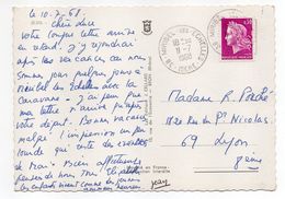 1968--Beau Cachet  38-MIRIBEL LES ECHELLES--Marianne De Scheffer--sur Carte Postale - Cachets Manuels
