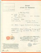 52 Charmoy - Généalogie - Extrait Acte De Naissance En 1911 - Timbre Fiscal - VPAN 3 - Naissance & Baptême