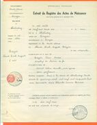 52 Chalindrey - Généalogie - Extrait Acte De Naissance En 1936 - Timbre Fiscal - VPAN 3 - Naissance & Baptême