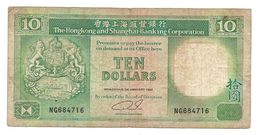 1992 HONG KONG & SHANGHAI BANKING CORPORATION HSBC 10 DOLLAR BANKNOTE. RARE!!! - Hong Kong