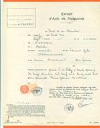 52 Charmoy - Généalogie - Extrait Acte De Naissance En 1936 - Timbre Fiscal - VPAN 3 - Naissance & Baptême