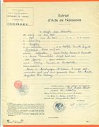 52 Choilley - Généalogie - Extrait Acte De Naissance En 1917 - Timbre Fiscal - VPAN 3 - Naissance & Baptême