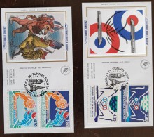 FRANCE  TGV, TRAIN, TRAINS, Yvert 2880/83 FDC, 2 Enveloppes 1 Er Jour Sur Soie COQUELLES Tunnel Sous La Manche - 1990-1999