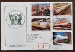 ST TOME E PRINCIPE TGV, Train, Tren, Trains, Sur Lettre Recommandée Ayant Voyagé Cachet 1996 - Trains