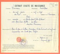 52 Dommarien - Généalogie - Extrait Acte De Naissance En 1920 - Timbre Fiscal - VPAN 3 - Naissance & Baptême