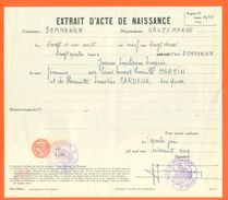 52 Dommarien - Généalogie - Extrait Acte De Naissance En 1922 - Timbre Fiscal - VPAN 3 - Naissance & Baptême