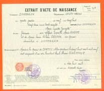 52 Dommarien - Généalogie - Extrait Acte De Naissance En 1928 - Timbre Fiscal - VPAN 3 - Naissance & Baptême