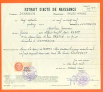52 Dommarien - Généalogie - Extrait Acte De Naissance En 1929 - Timbre Fiscal - VPAN 3 - Naissance & Baptême