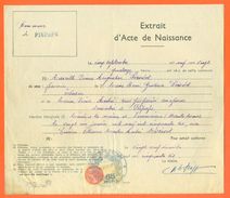 52 Piépape - Généalogie - Extrait Acte De Naissance En 1920 - Timbre Fiscal - VPAN 3 - Naissance & Baptême