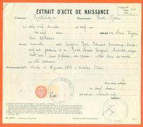 52 Montsaugeon - Généalogie - Extrait Acte De Naissance En 1919 - Timbre Fiscal - VPAN 3 - Naissance & Baptême