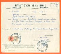 52 Montsaugeon - Généalogie - Extrait Acte De Naissance En 1921 - Timbre Fiscal - VPAN 3 - Naissance & Baptême