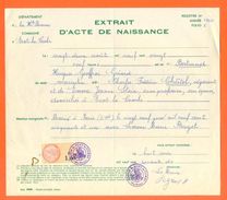 52 écot La Combe - Généalogie - Extrait Acte De Naissance En 1920 - Timbre Fiscal - VPAN 3 - Geboorte & Doop