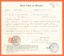 52 Chalindrey - Généalogie - Extrait Acte De Naissance En 1920 - Timbre Fiscal - VPAN 3 - Naissance & Baptême