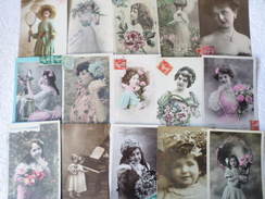 100 CPA FANTAISIES DIVERSES- FEMMES,ENFANTS,COUPLES- MODE, CHAPEAUX - BON ETAT - 100 - 499 Postkaarten