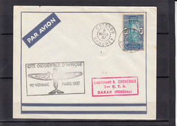 Lettre De COTONOU Dahomey    1er Voyage AEROMARITIME Mars 1937 Pour DAKAR Senegal   Le 2 Mars 1937 DAGUIN Arrivee - Briefe U. Dokumente