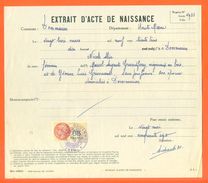 52 Dommarien - Généalogie - Extrait Acte De Naissance En 1933 - Timbre Fiscal - VPAN 3 - Naissance & Baptême