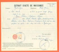 52 Montsaugeon - Généalogie - Extrait Acte De Naissance En 1895 - Timbre Fiscal - VPAN 3 - Naissance & Baptême