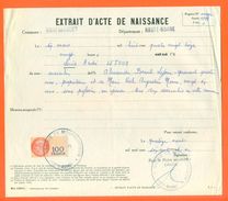 52 Montsaugeon - Généalogie - Extrait Acte De Naissance En 1893 - Timbre Fiscal - VPAN 3 - Naissance & Baptême