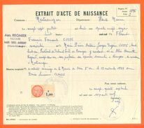 52 Montsaugeon - Généalogie - Extrait Acte De Naissance En 1896 - Timbre Fiscal - VPAN 3 - Naissance & Baptême